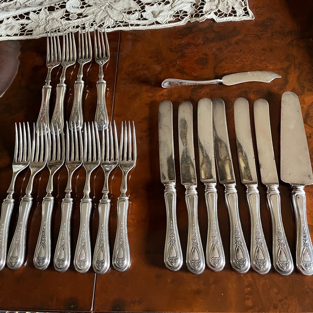 Set of silverware marked OVB